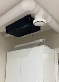 Потолочная разводка ПВХ-воздуховодов с подключением к приточно-вытяжной установке